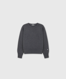 FINE WOOL FRENCH NECK CLASSIC SWEATER GREY