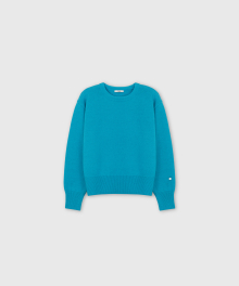FINE WOOL FRENCH NECK CLASSIC SWEATER TURQUOISE
