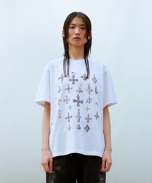 MUSINSA | 13MONTH Cross T-shirt (White)