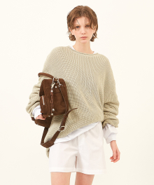 W Vianne rolled edge supima sweater natural