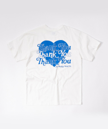 THANK YOU HEART SYMBOL T-SHIRT (OFF WHITE / BLUE)