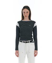 STRIPE POST T-SHIRT_BLACK