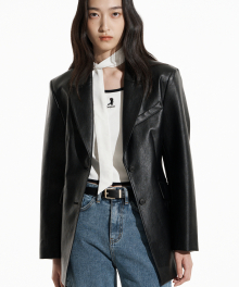 [WOMAN] VEGANLEATHER FITTED JACKET BLACK