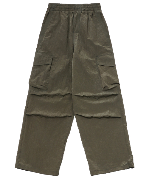 Оверсайз брюки из нейлона на завязках Khaki