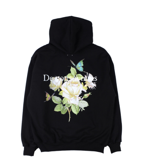 드반(DVÀN) WHITE ROSELIA HOODIE BLACK 로즈릴리 후드 - 사이즈 & 후기 | 무신사