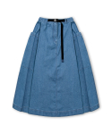 앵글런(ANGLAN) [AG.W] Belt Bloom Denim Skirt - Blue Denim