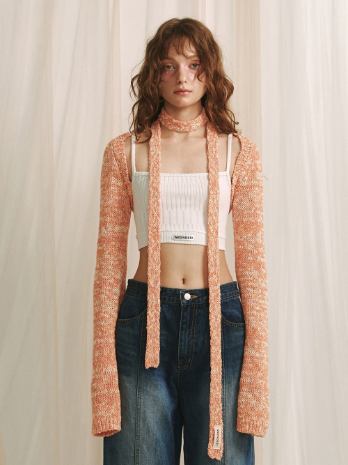SLUB KNIT BOLERO кардиган - SALMON