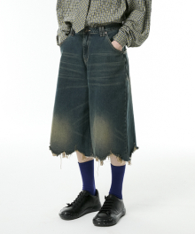 washing pocket denim culotte pants (blue)