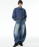 이에스씨 스튜디오(ESC STUDIO) stripe laser washing denim baggy pants (blue)