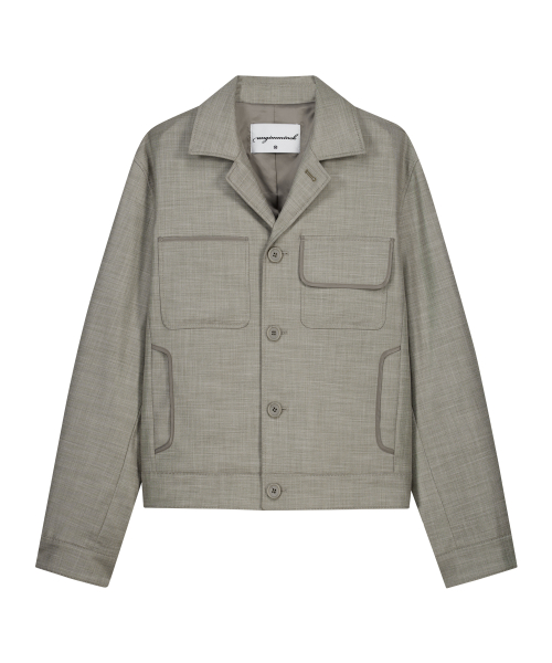 CROPPED PANEL TWILL JACKET (MOCHA)