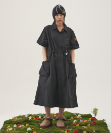 MOUNTAIN FIELD HALF SHIRT ONE-PIECE BLACK_FQ2KS23F