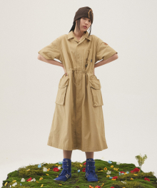 MOUNTAIN FIELD HALF SHIRT ONE-PIECE BEIGE_FQ2KS22F