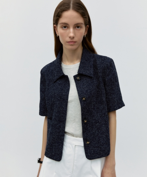 Твидовый полужакет с воротником [Navy Check]
