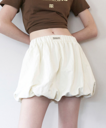 Nylon Shirred Balloon Skirt - Ivory