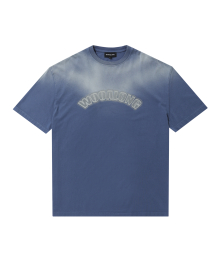 Lettering graphic vintage washing T-shirts - BLUE