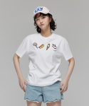 피피라핀(FIFI LAPIN) 여성 스낵 와펜 엠블럼 반팔 티셔츠/FM9WTS09F WHITE
