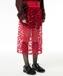 이에스씨 스튜디오(ESC STUDIO) flower lace layered skirt (black / red)