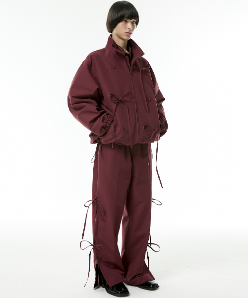 ribbon training jacket (burgundy)