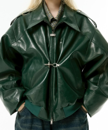 buckle leather jacket (green)