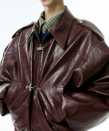 buckle leather jacket (burgundy)