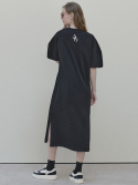 아방(AVANT-G) Dart Sleeve Logo Long Dress - black
