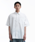 BACK STITCH POCKET HALF SHIRTS-WHITE