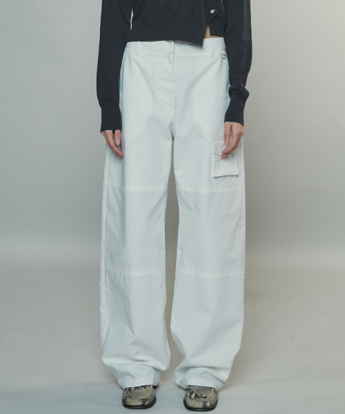 UTILITY COTTON CARGO PANTS - WHITE