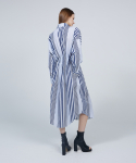 므아므(MMAM) [ESSENTIAL] Side pleated stripe shirt dress