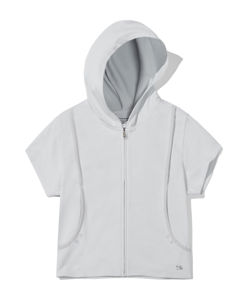(Womens) Спортивное короткое худи на молнии_Light Gray