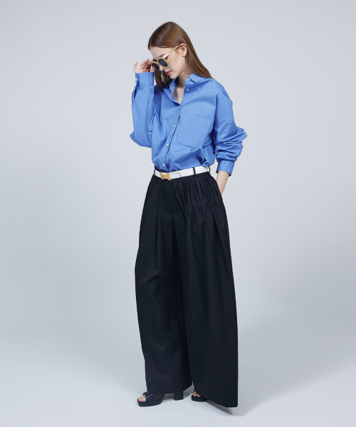 Signature unbalance pin tuck flare slacks