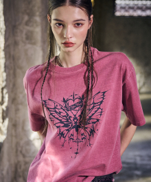 HEART FLY pigment TEE dusty pink