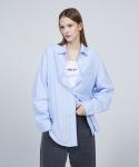 므아므(MMAM) [ESSENTIAL] Stripe pocket pin tuck over-fit shirt