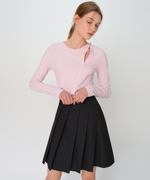 UNBALANCED BUTTON TEE / 3COLORS