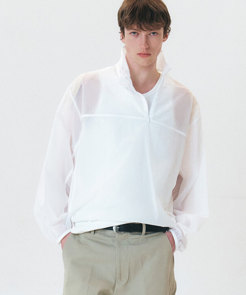 SHEER SIDE PANEL PULL OVER - OFF WHITE