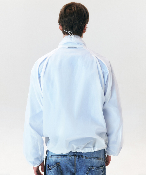 CONCEAL-ZIP SHEER JACKET - OFF WHITE