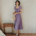 랭썬(LANGSON) LS_Purple wrinkle resort dress