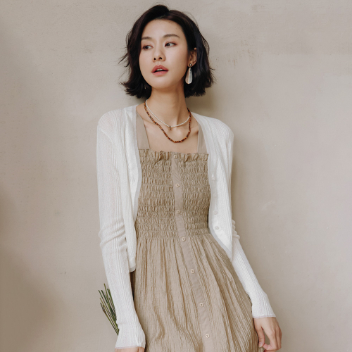LS_Wrinkle white cardigan