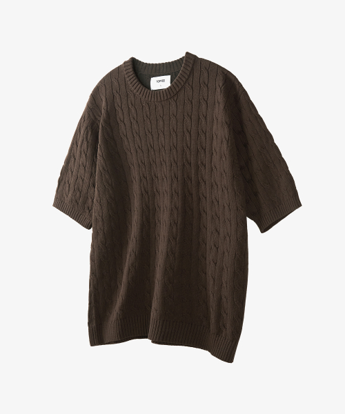 Классический круглый джемпер в косичку (BROWN)