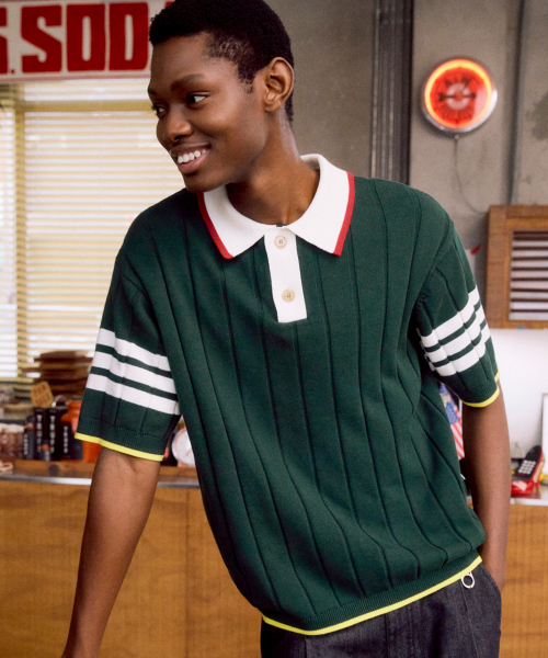 Preppy Ribbed Sweater (COURT GREEN)