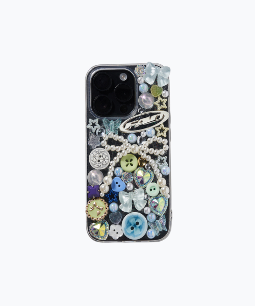 MUSINSA FAD Pearl Ribbon phone case Blue