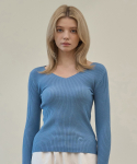 엘리오티(ELLIOTI) Basic V-Neck Knit Ts_Blue