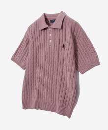 HERITAGE DAN CABLE SHORT-SLEEVE POLO KNIT VTG PINK