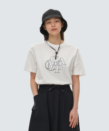 코튼 여성 자수 레터링 반팔 티셔츠 Off White (S24MWFTS63)