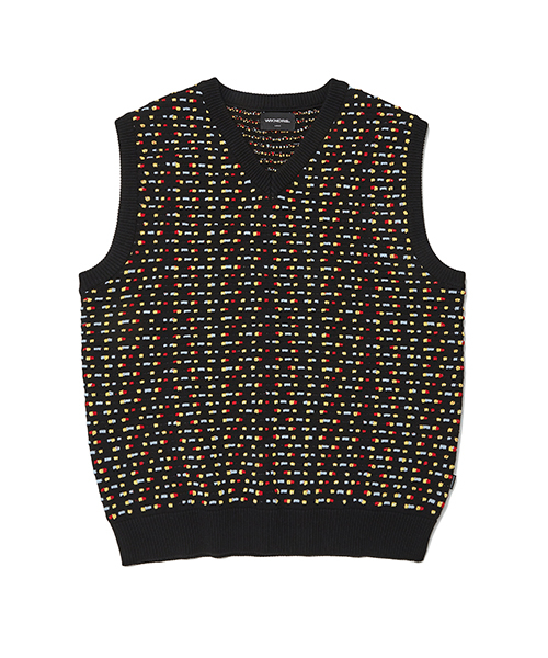 BEADS KNITTED VEST (BLACK)