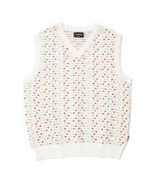 BEADS KNITTED VEST (WHITE)