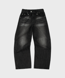 FADED WIDE JEANS BLACK