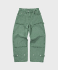CUT OFF DOUBLE KNEE JEANS GREEN (VH2DFUD101A)