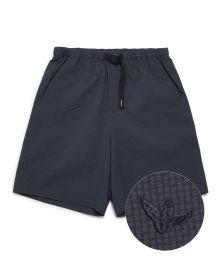 GINGHAM CHECK  SEERSUCKER SHORT - NAVY