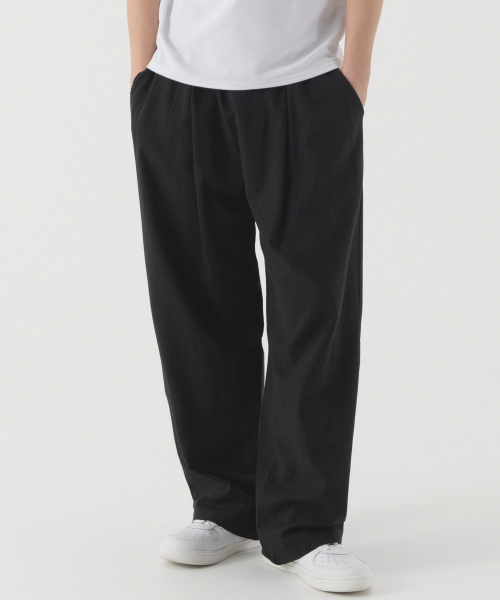 Свободные льняные брюки с одной складкой (Black)
