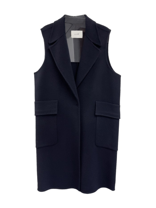 Handmade simple wool vest_NAVY